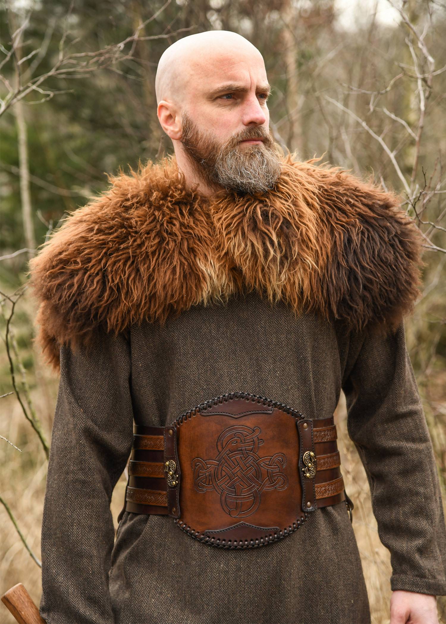 Brede Vikingleren riem met reliëf, verkrijgbaar in diverse maten
