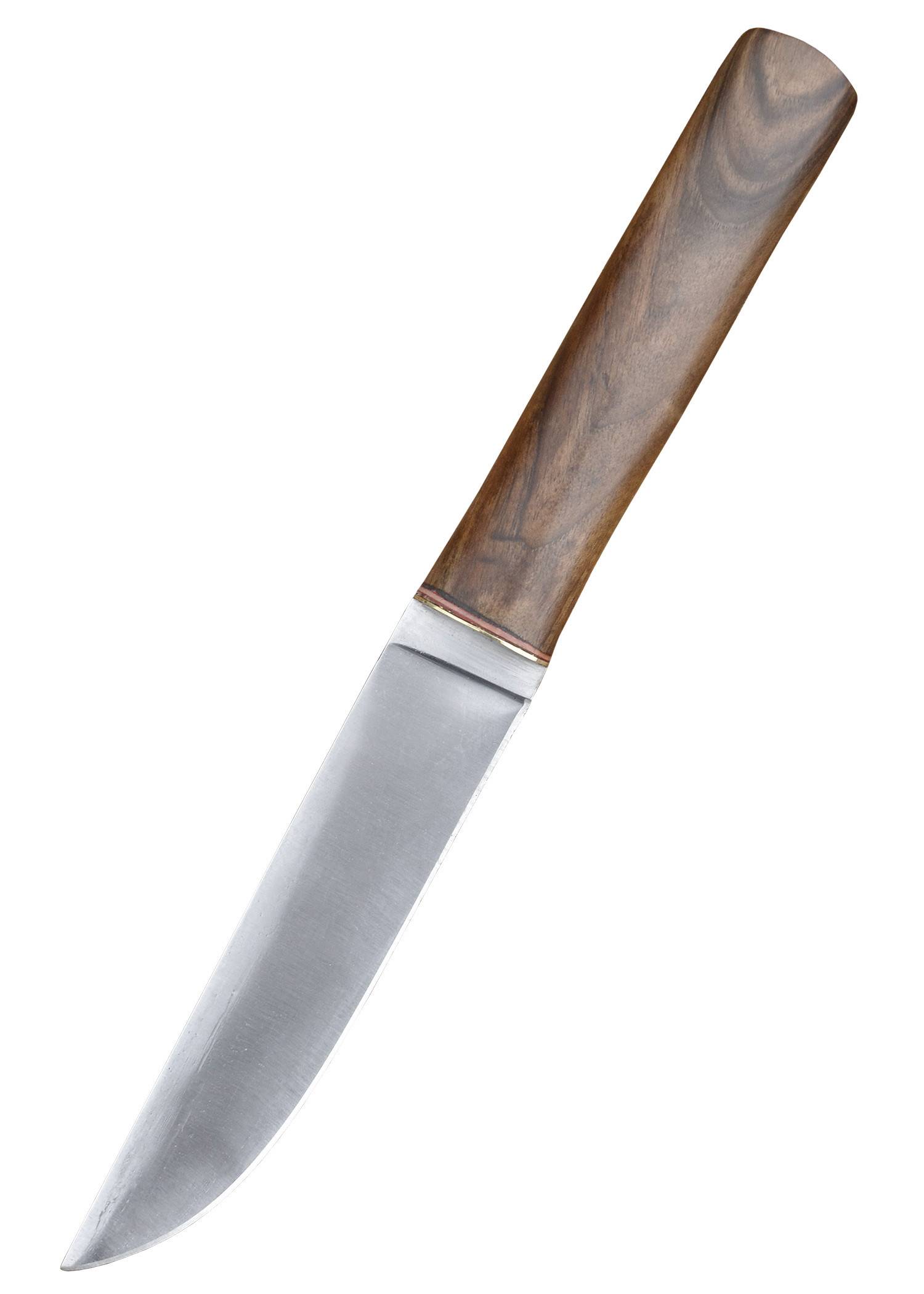 Wikinger Messer mit Walnussgriff und Lederscheide