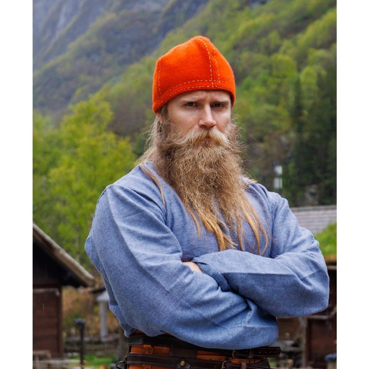 Vikingmuts van Wol in Oranje