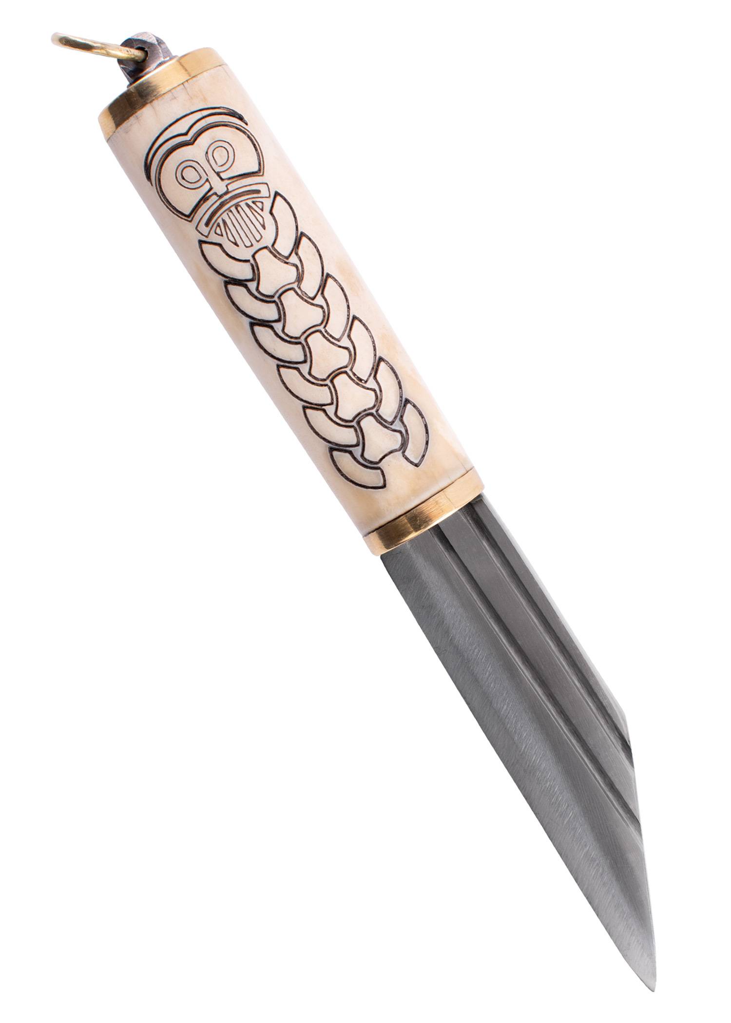 Klein Viking-saxmes met een handvat van been/messing in Oudnoorse stijl