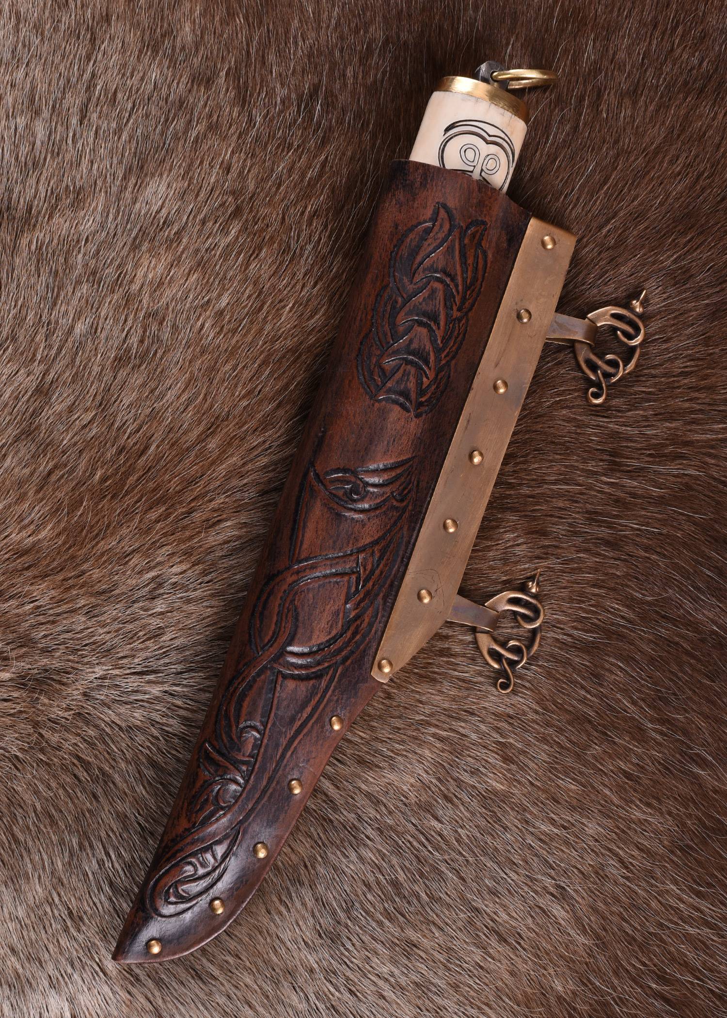 Klein Viking-saxmes met een handvat van been/messing in Oudnoorse stijl