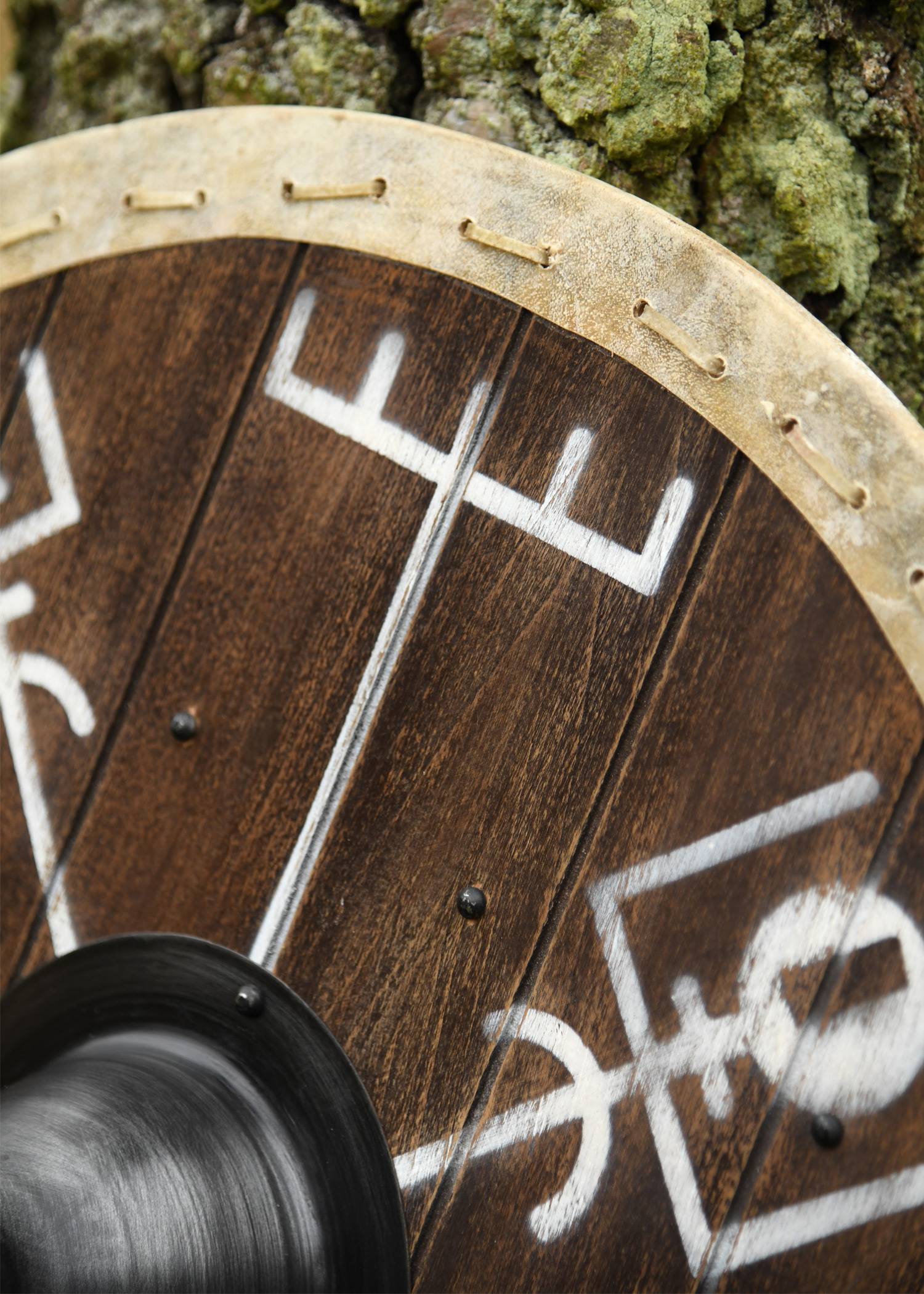​Wikinger Schild “Vegvísir“ mit Rohhaut-Umrandung, 60 cm