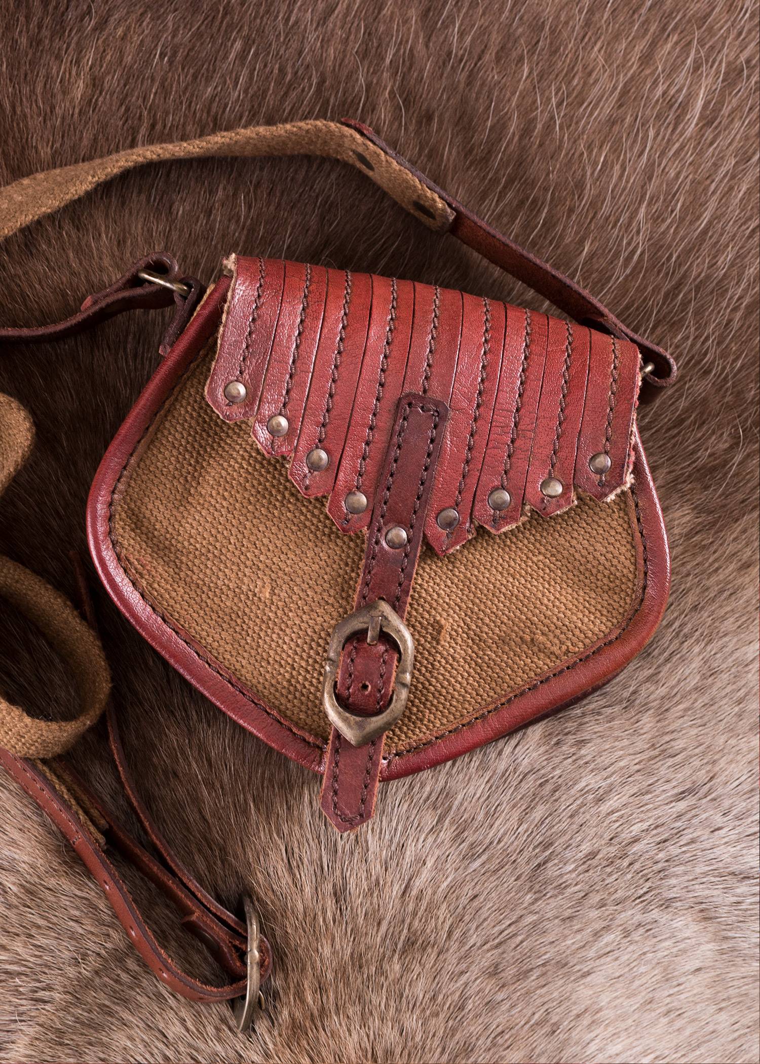 Tas in Vikingstijl, leer en canvas