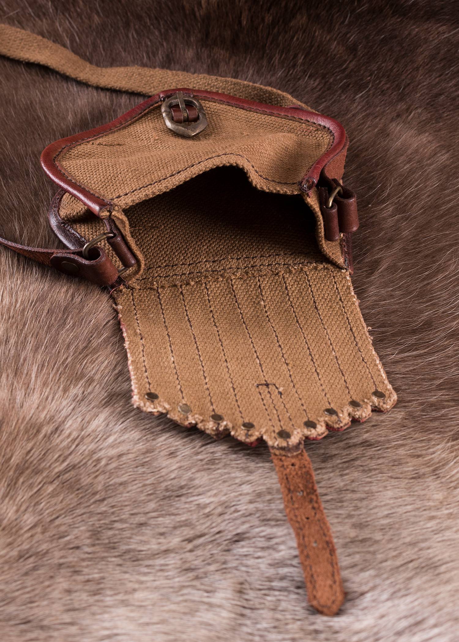 Tas in Vikingstijl, leer en canvas