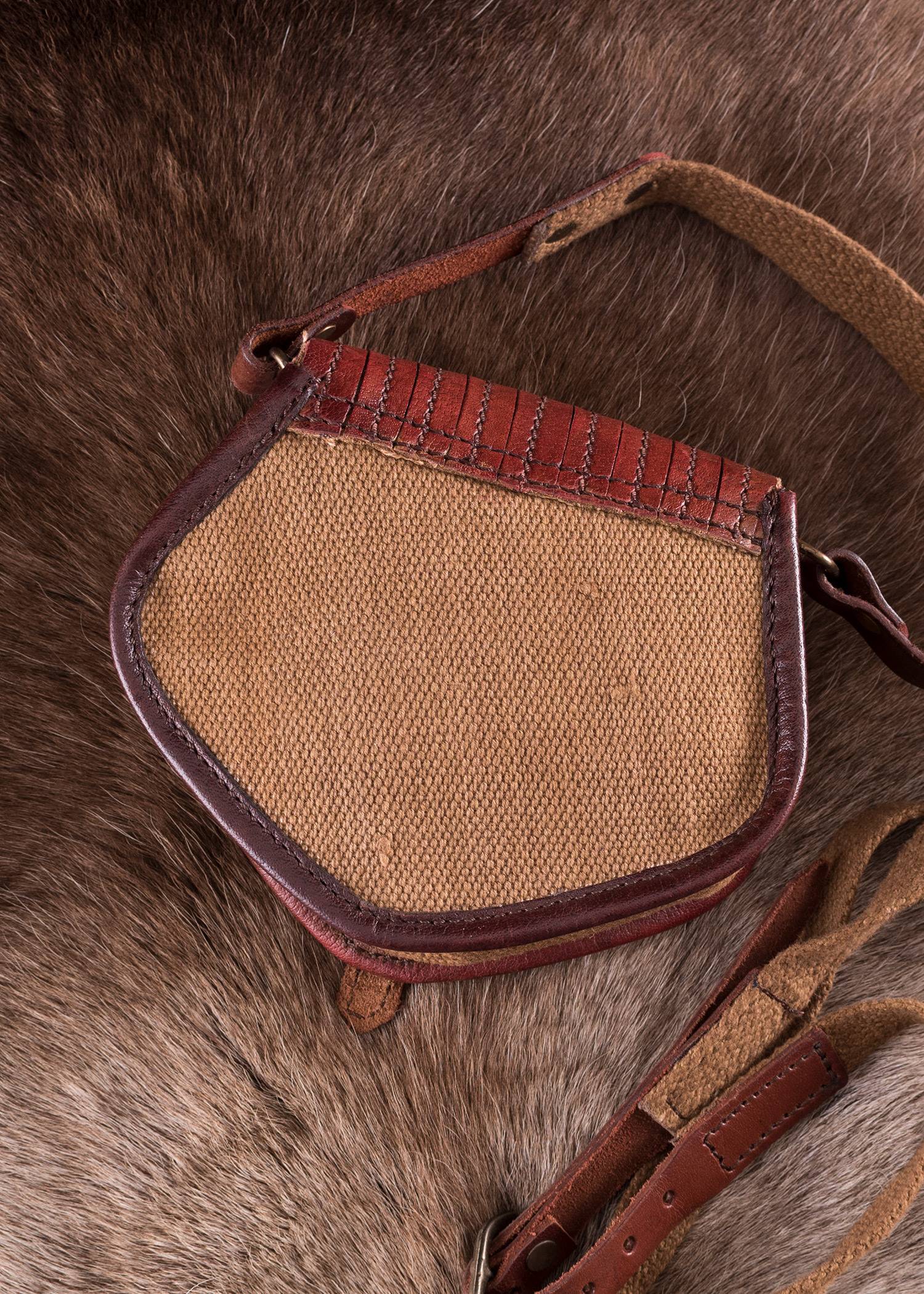 Tas in Vikingstijl, leer en canvas