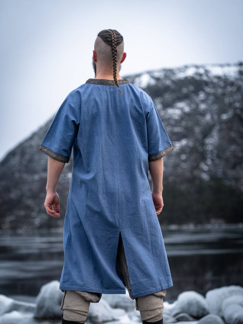 Viking-Romeins-Middeleeuwse Tuniek, Katoen in Blauw