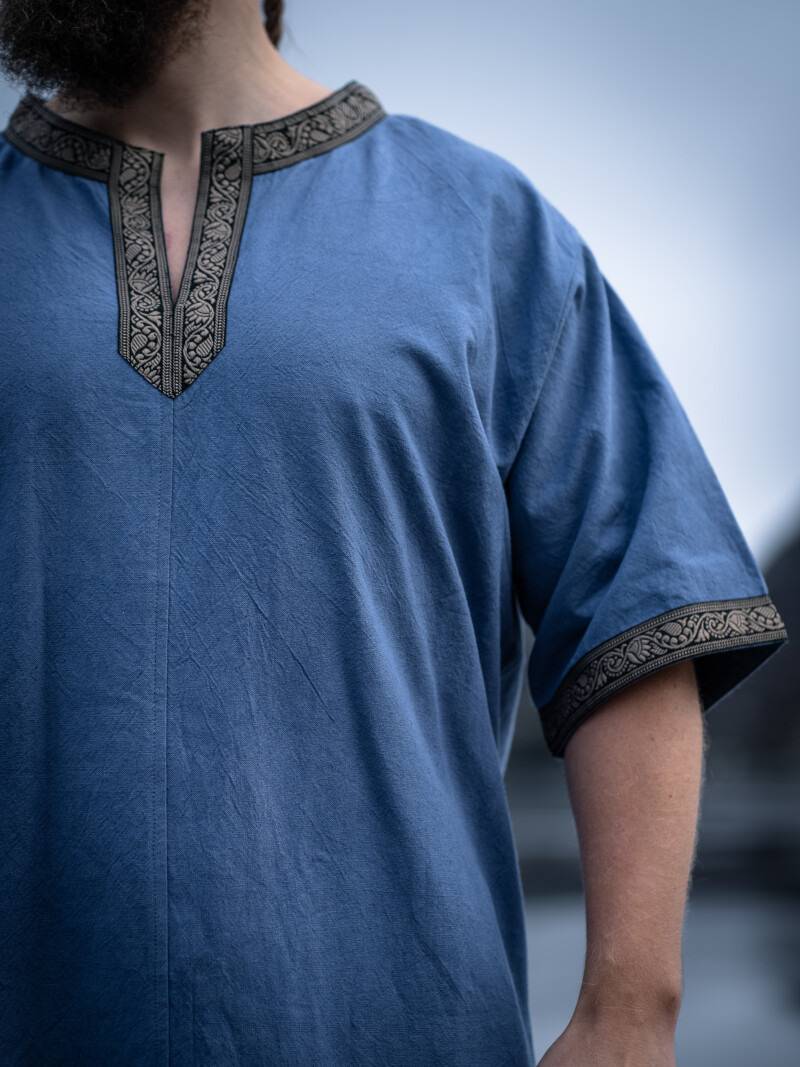 Viking-Romeins-Middeleeuwse Tuniek, Katoen in Blauw