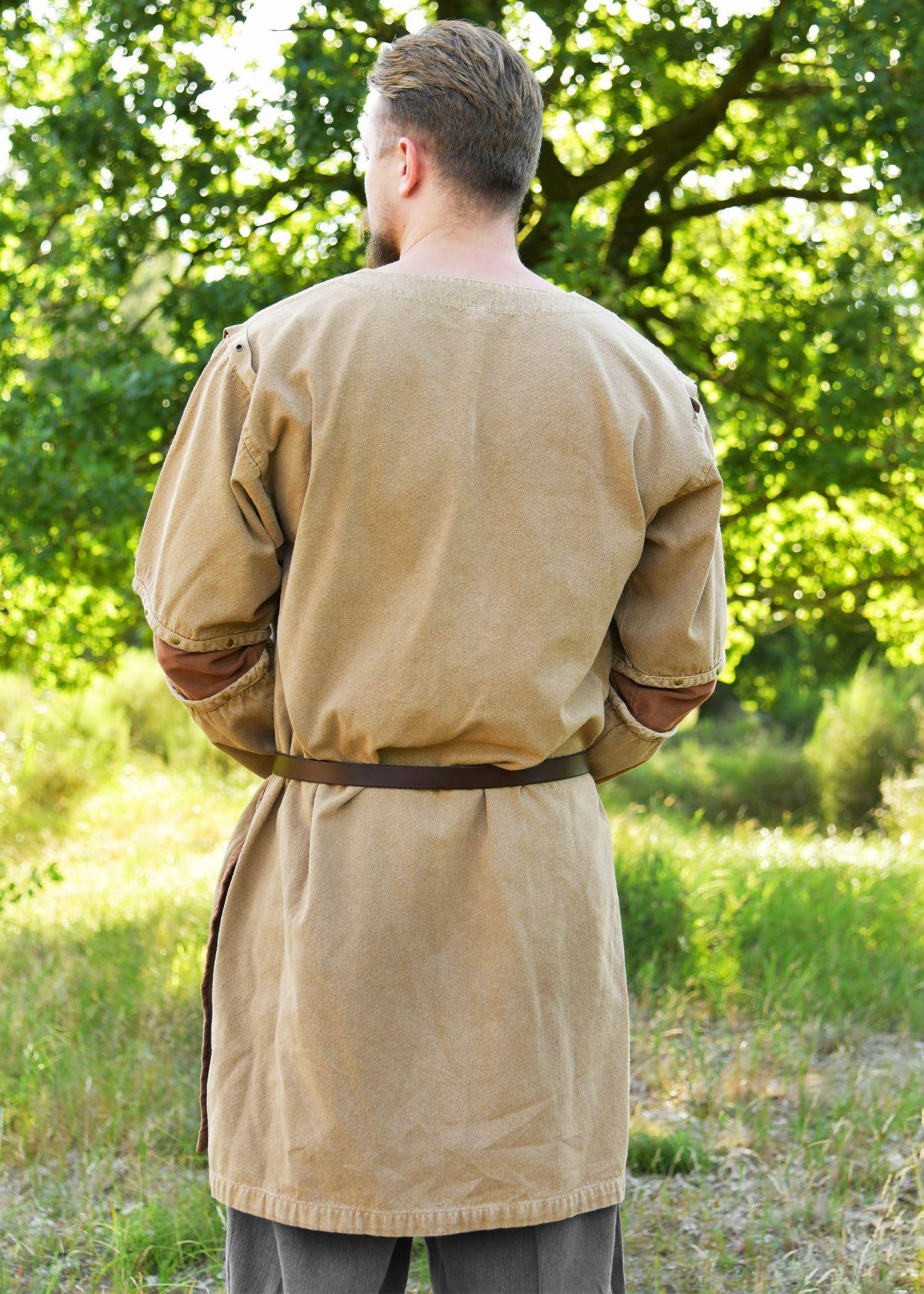 Viking / Middeleeuwse Tuniek in Beigebruin voor heren met een used look