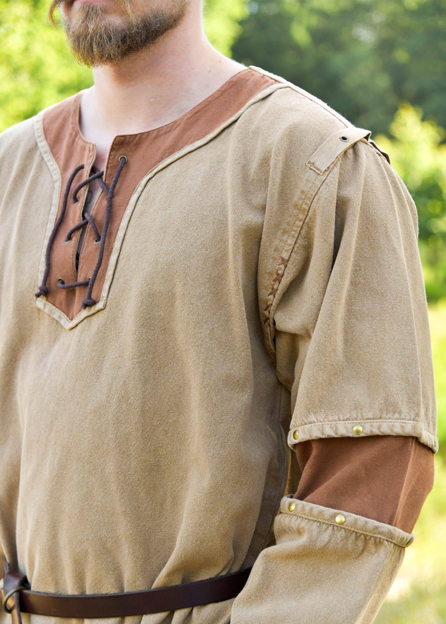 Viking / Middeleeuwse Tuniek in Beigebruin voor heren met een used look