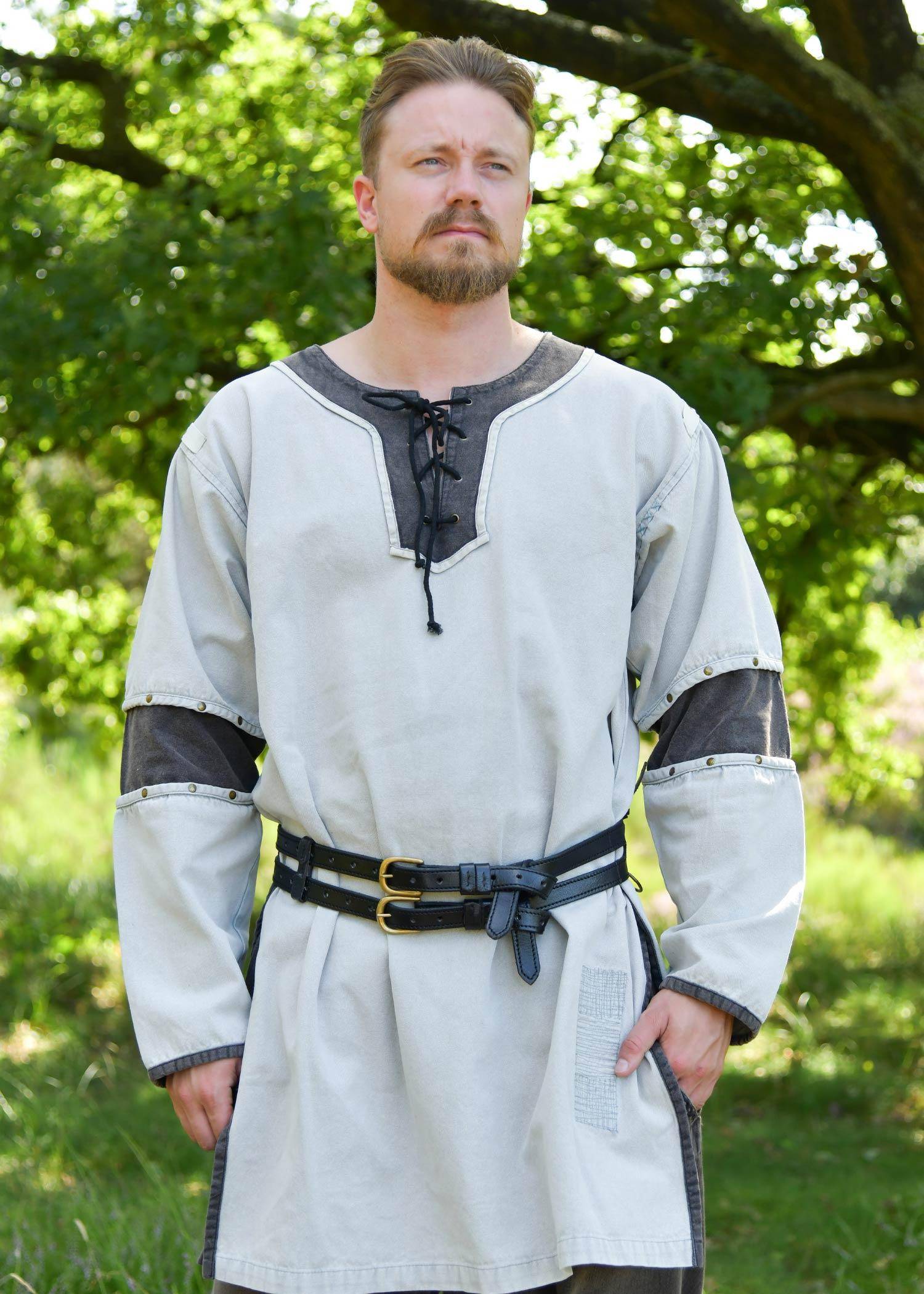 Viking/Middeleeuwse Tuniek in Grijs voor heren met een used look