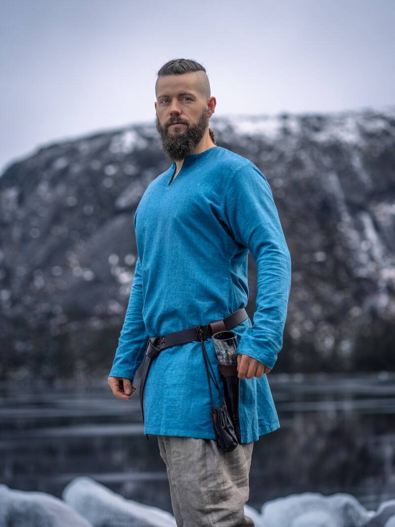 Vikingtuniek van Linnen in Blauw