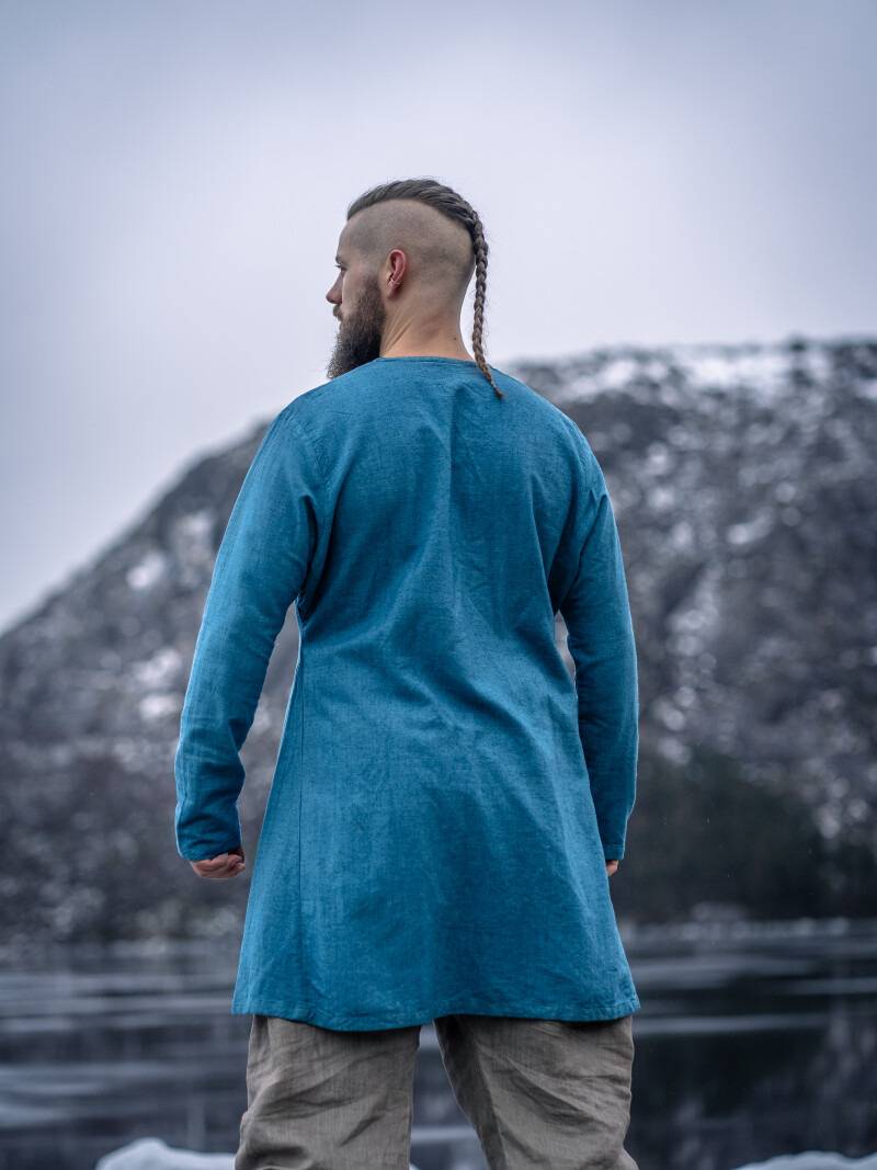 Vikingtuniek van Linnen in Blauw