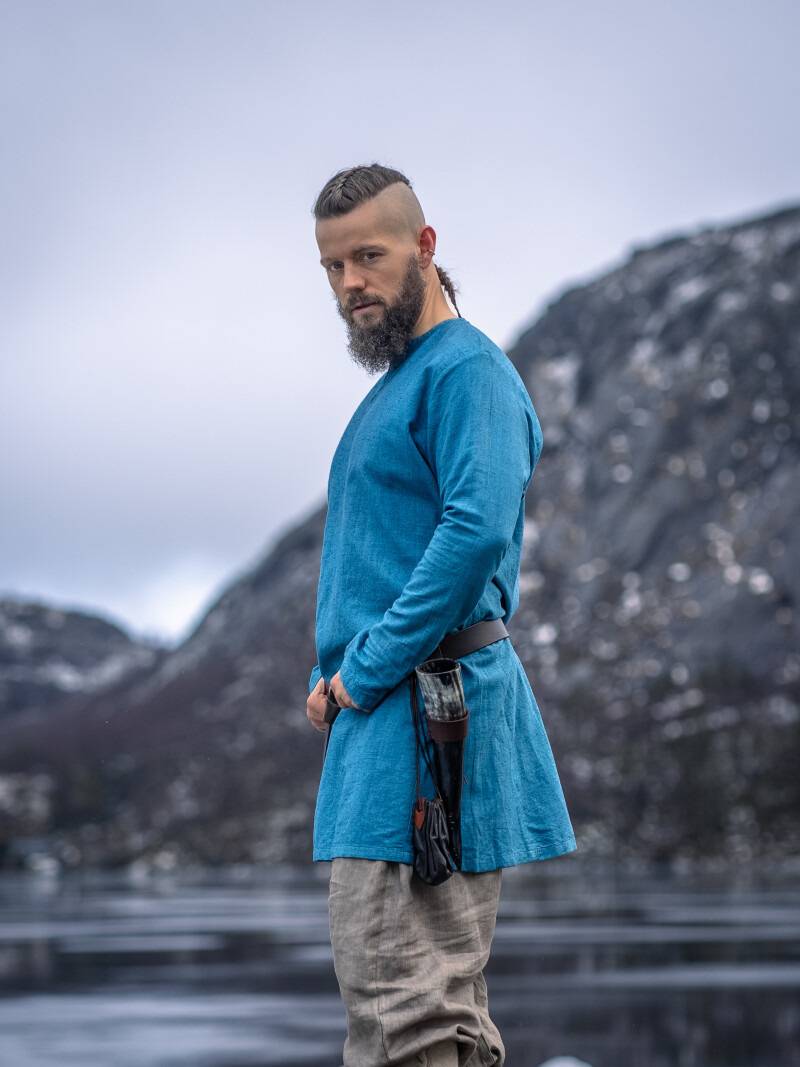 Vikingtuniek van Linnen in Blauw