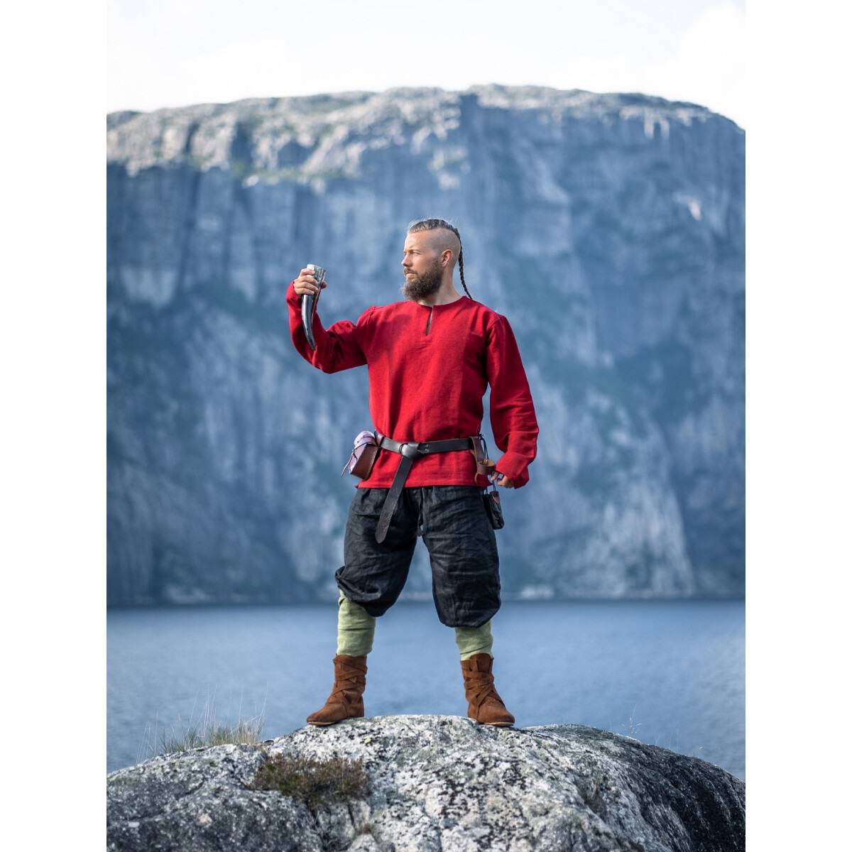 Wikinger Bluse, Langarmlig in Rot