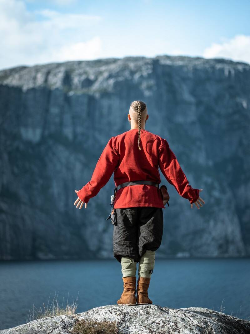 Wikinger Bluse, Langarmlig in Rot