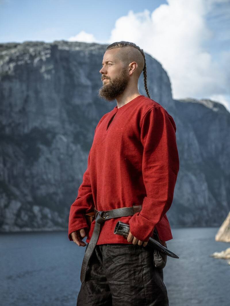 Wikinger Bluse, Langarmlig in Rot