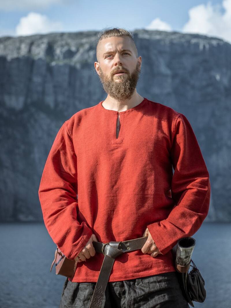 Wikinger Bluse, Langarmlig in Rot