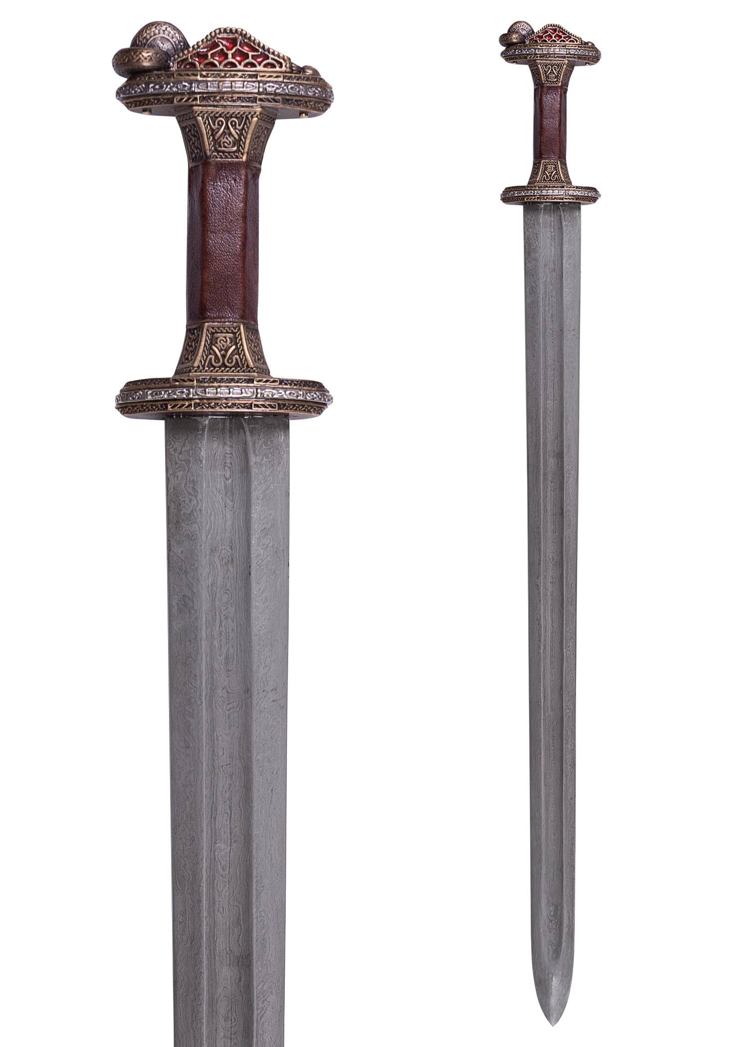 Scandinavisch Viking Vendelzeit zwaard met messing gevest, Damascus-lemmet