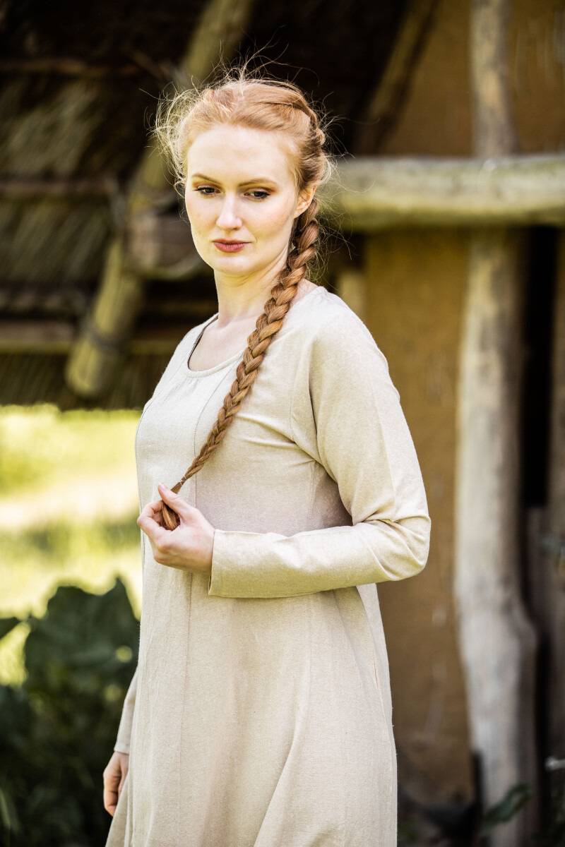 Schlichtes Wikinger Unterkleid in Hanffarben
