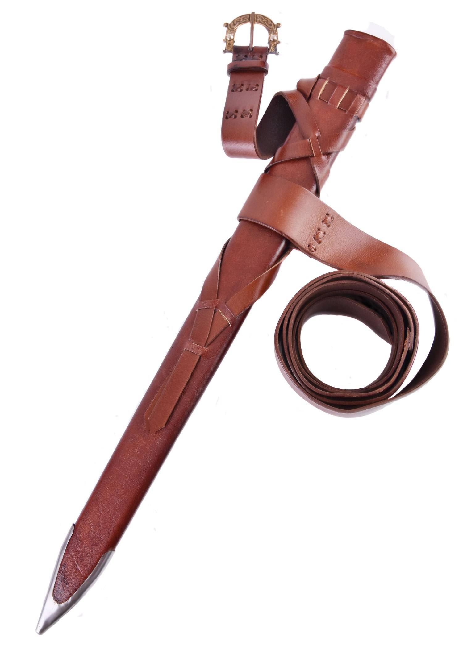 Schwertscheide mit Gürtel und Bronzeschnalle für Wikingerschwert, versch. Längen