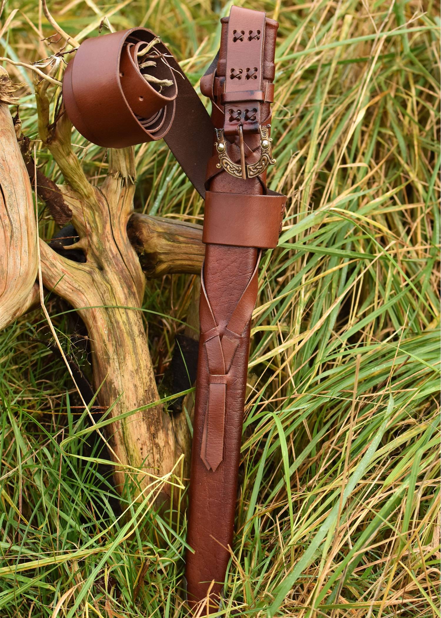 Viking Zwaardschede met Riem en Bronzen Gesp, diverse lengtes
