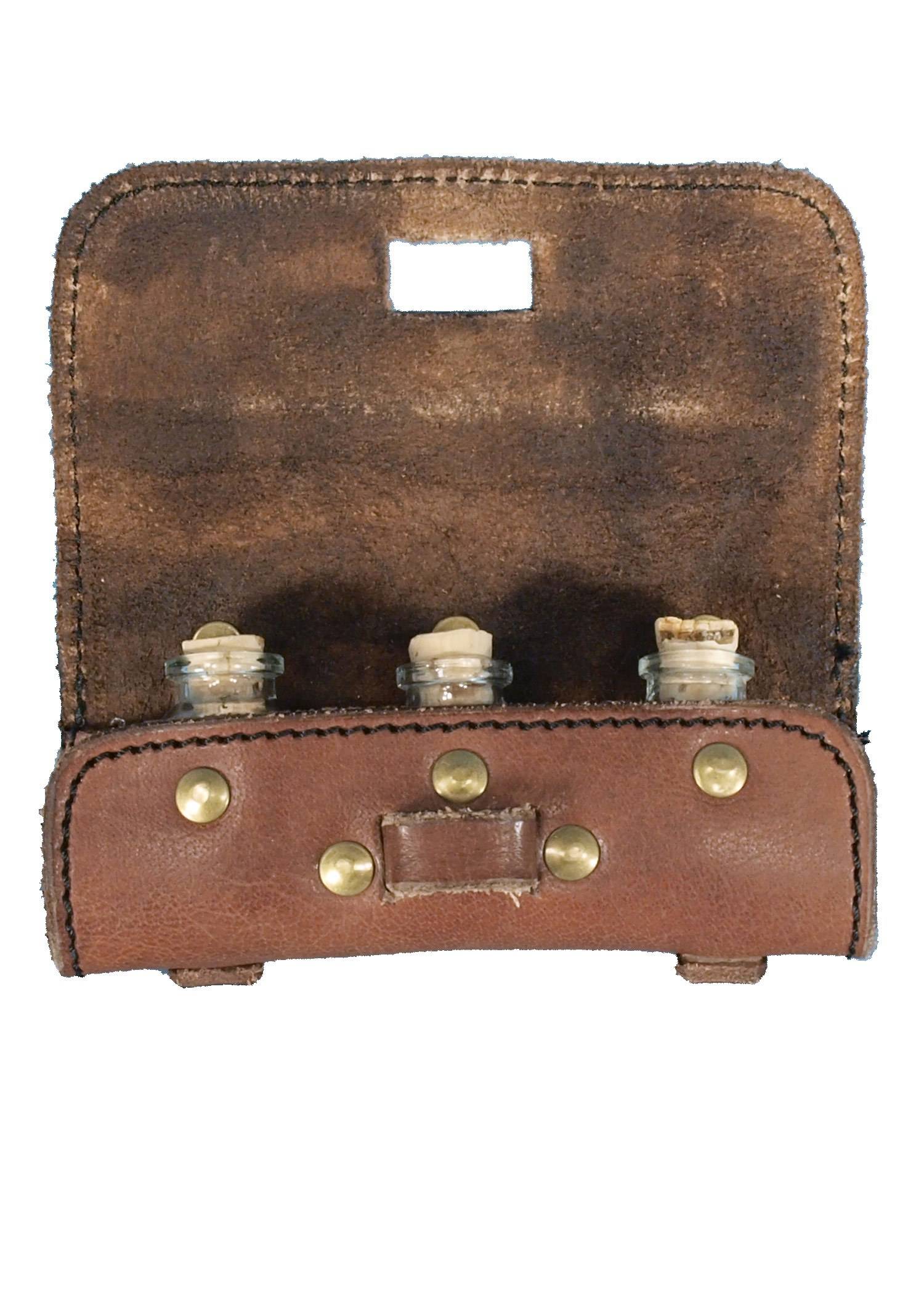 ​​Tranktasche aus Leder mit 3 Flaschen in Braun