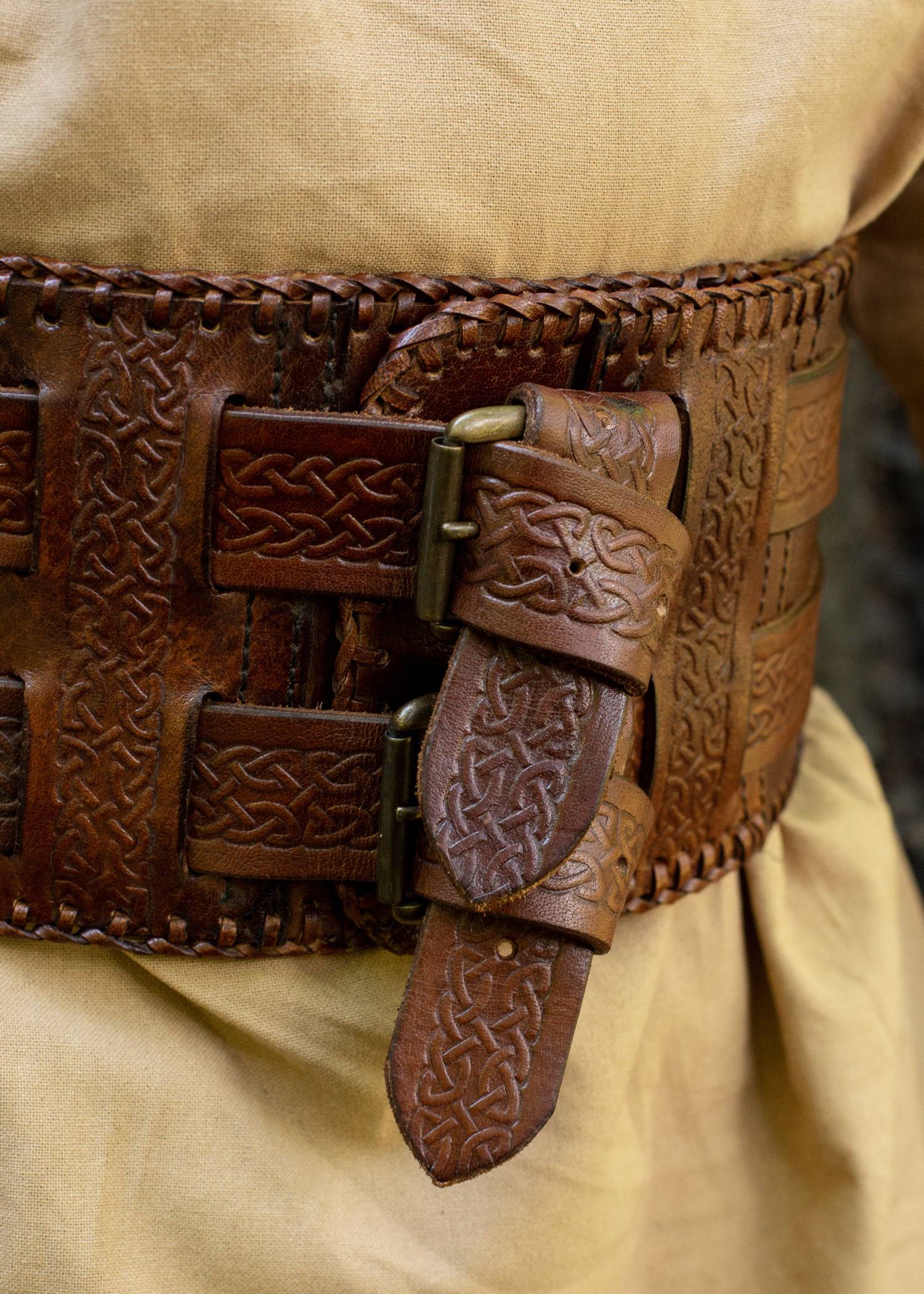 Viking - Kelt - Barbaren leren riem in Bruin