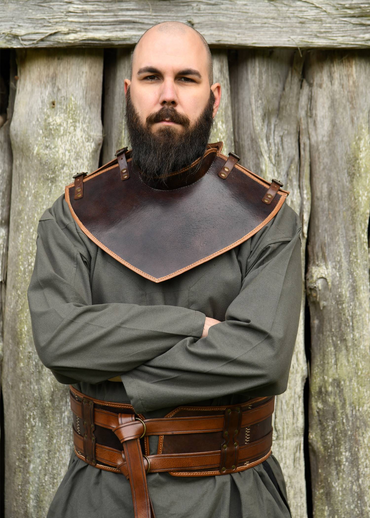 Ragnar leren halskraag, bruin – Leren halsbeschermer (gorget)