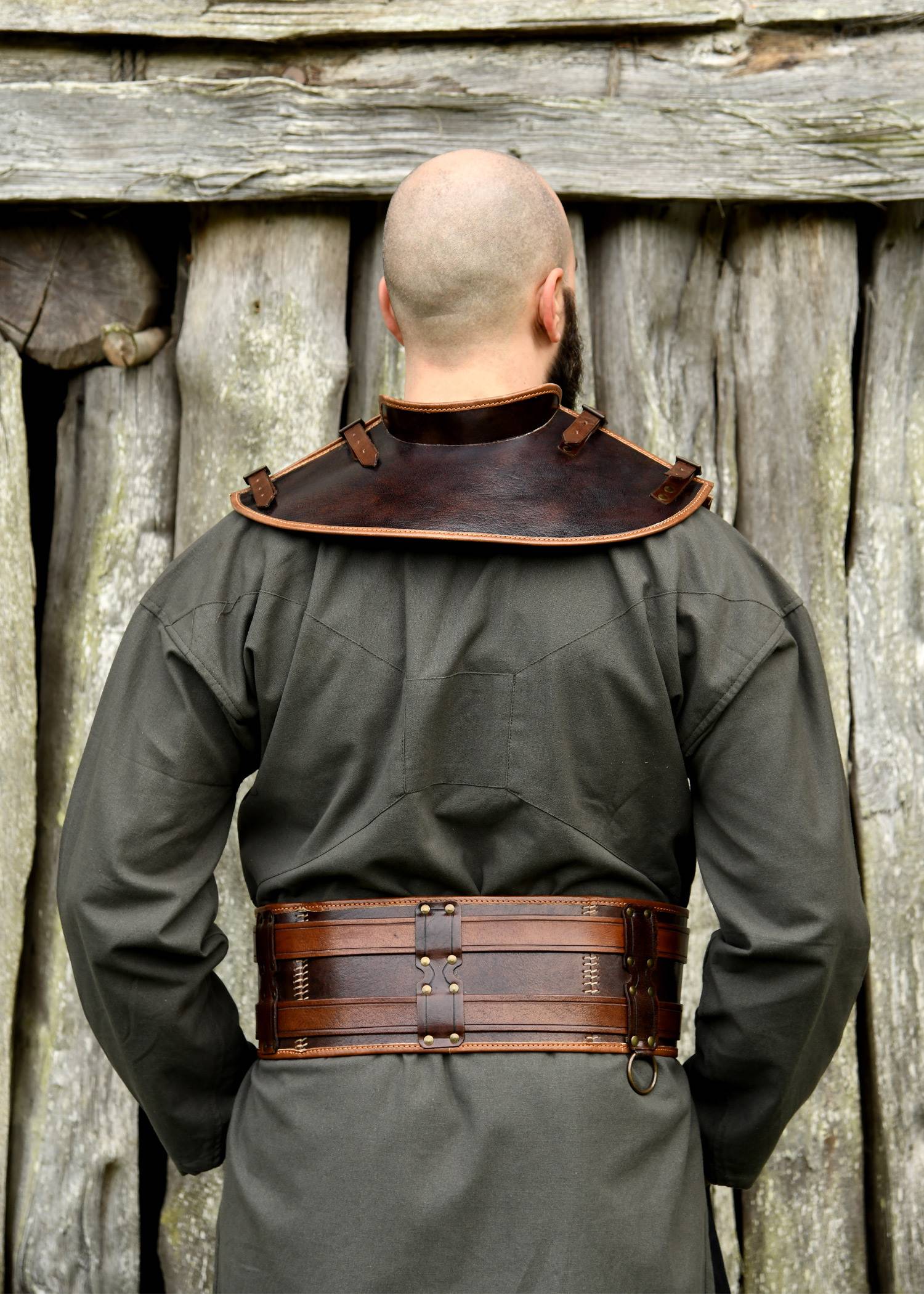 Ragnar leren halskraag, bruin – Leren halsbeschermer (gorget)