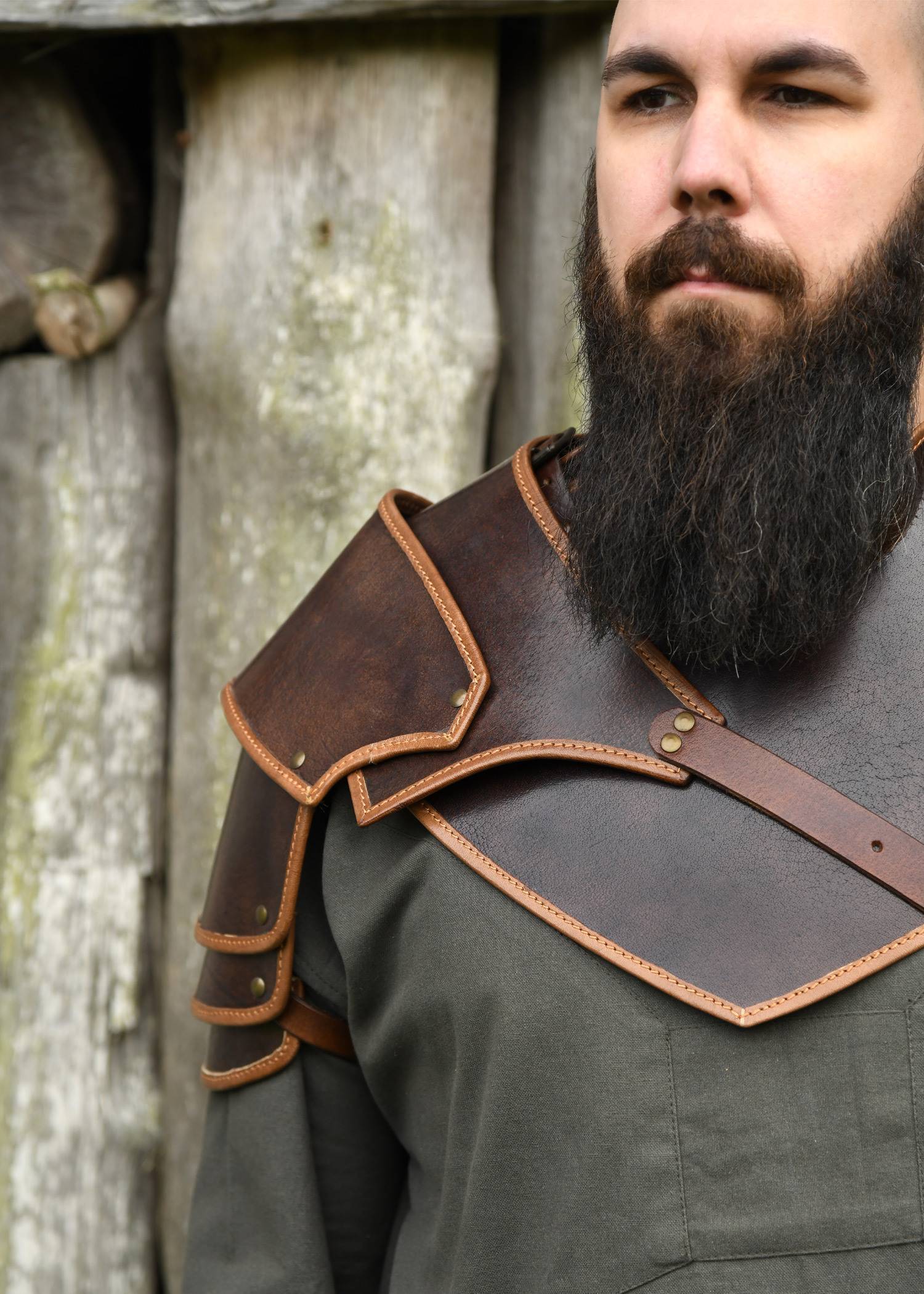 Ragnar leren halskraag, bruin – Leren halsbeschermer (gorget)