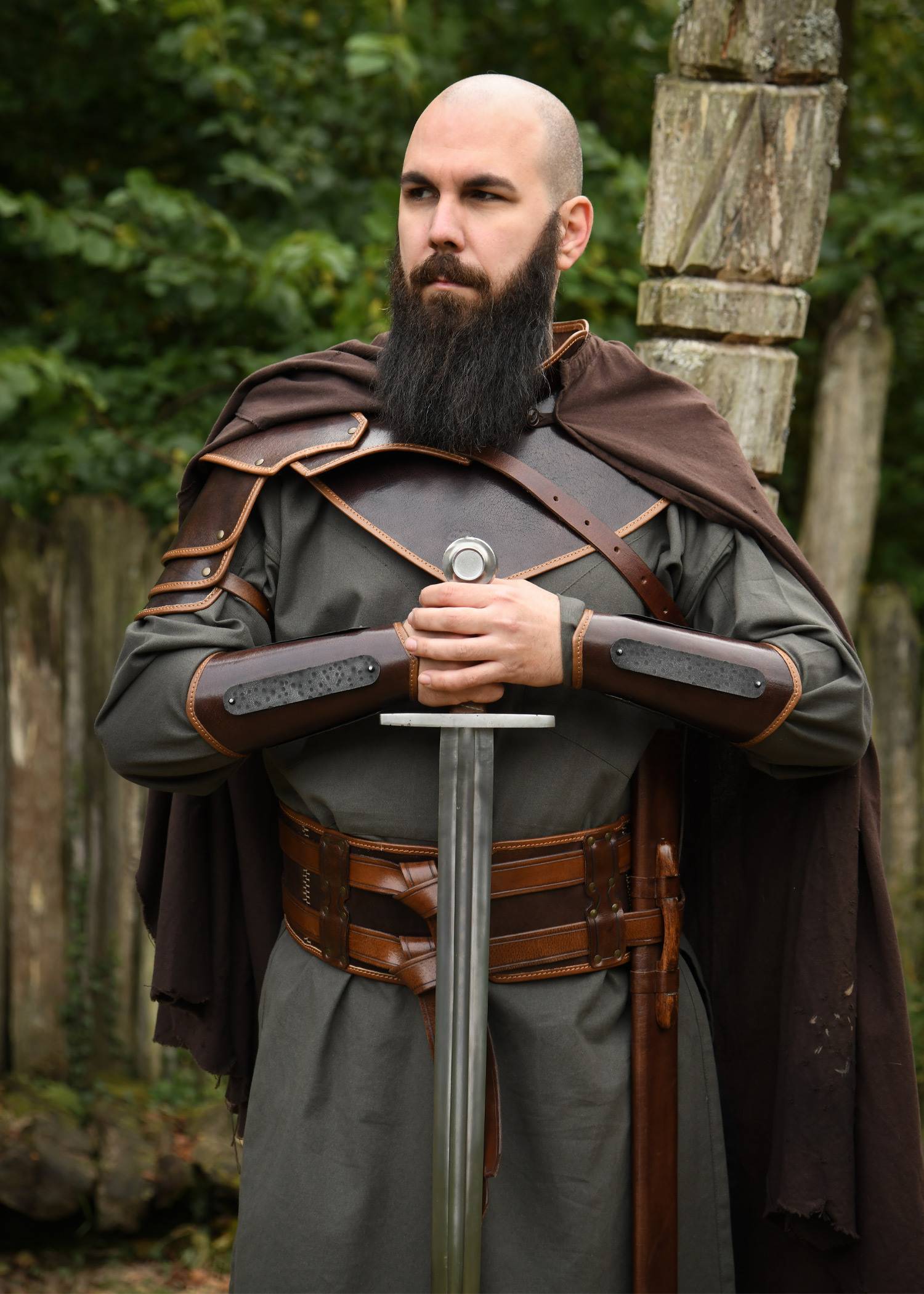 Ragnar leren halskraag, bruin – Leren halsbeschermer (gorget)