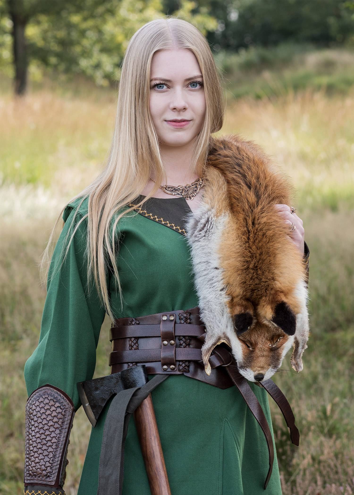 Brede leren dubbele Riem, gevlochten, unisex in Donkerbruin