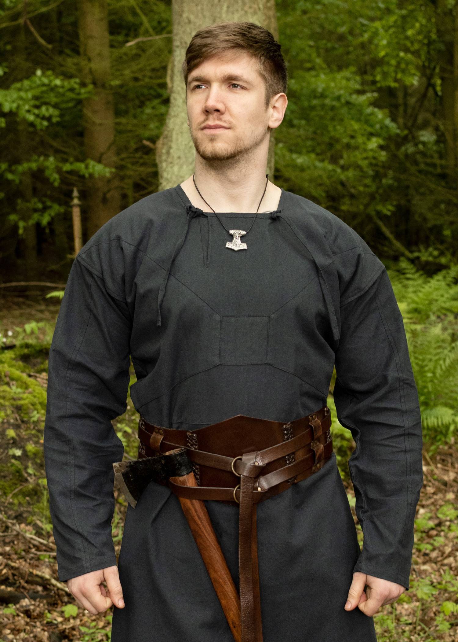 Brede leren dubbele Riem, gevlochten, unisex in Donkerbruin