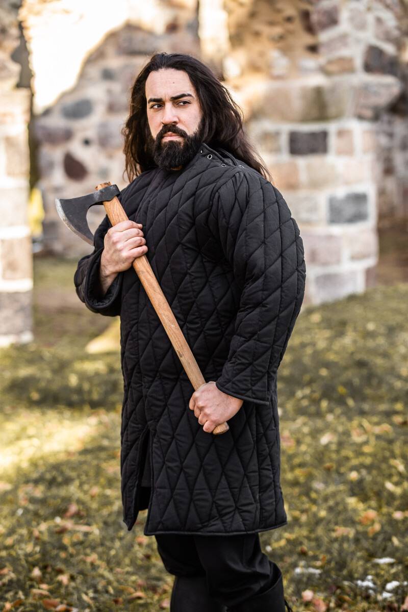 Middeleeuwse Gambeson - Wambuis - Aketon in het zwart