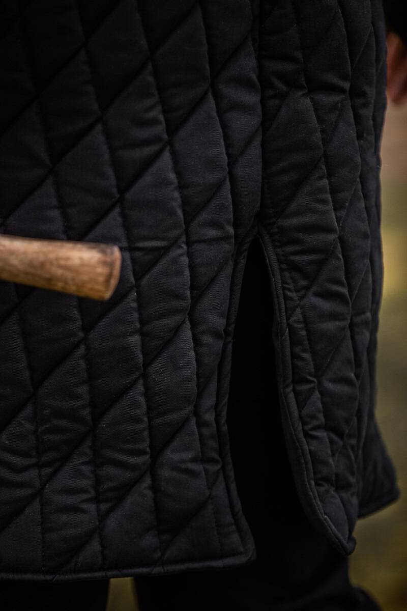 Middeleeuwse Gambeson - Wambuis - Aketon in het zwart