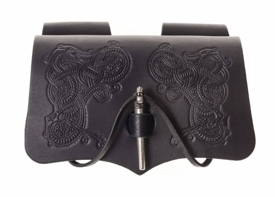 Heksen- en Alchemisten Toverdrankflesjes Etui met Vikingsluiting, Verkrijgbaar in Zwart, 3 of 5 Flesjes