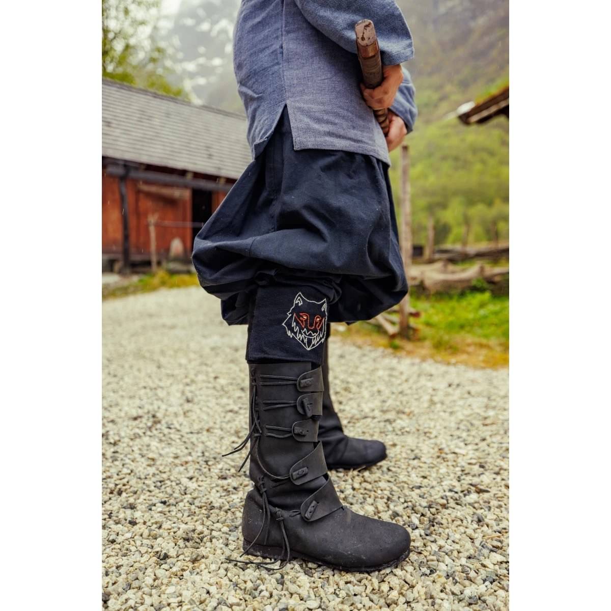 Wikinger Stiefel in Schwarz