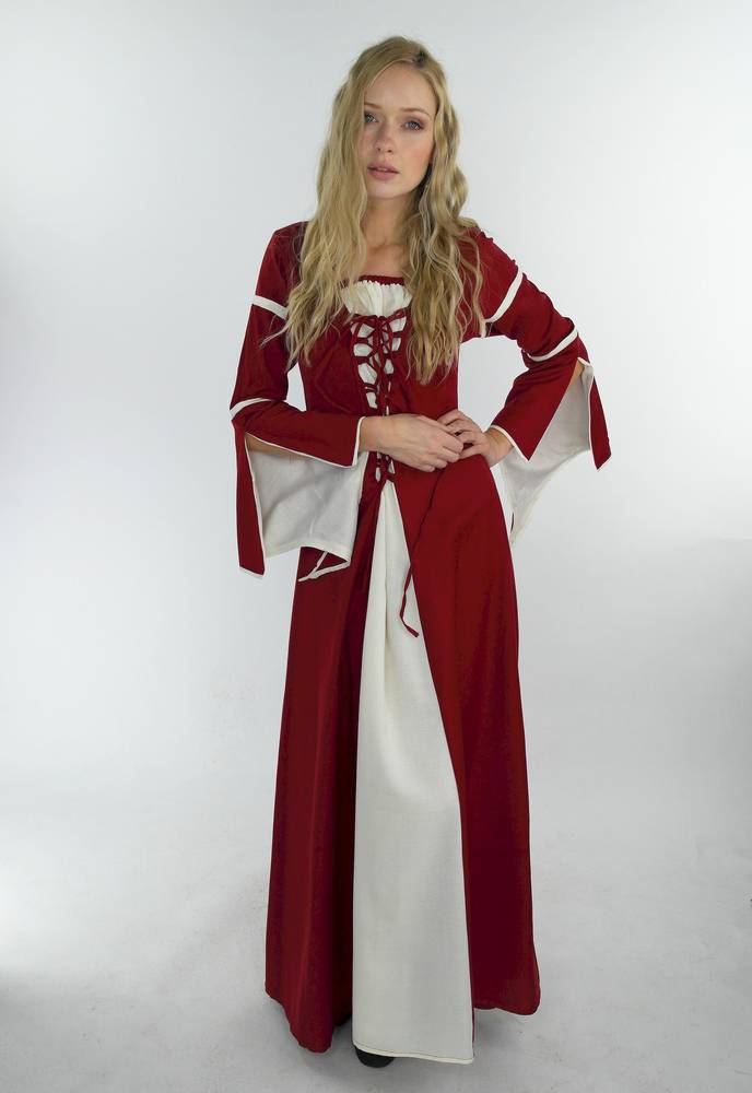 ​Mittelalterkleid in Rot-Natur