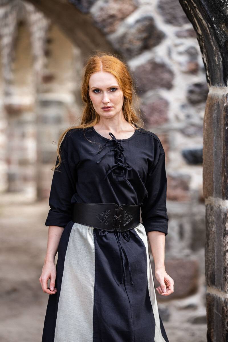 Keltischer Breite Leder Damen Riemen in Schwartz