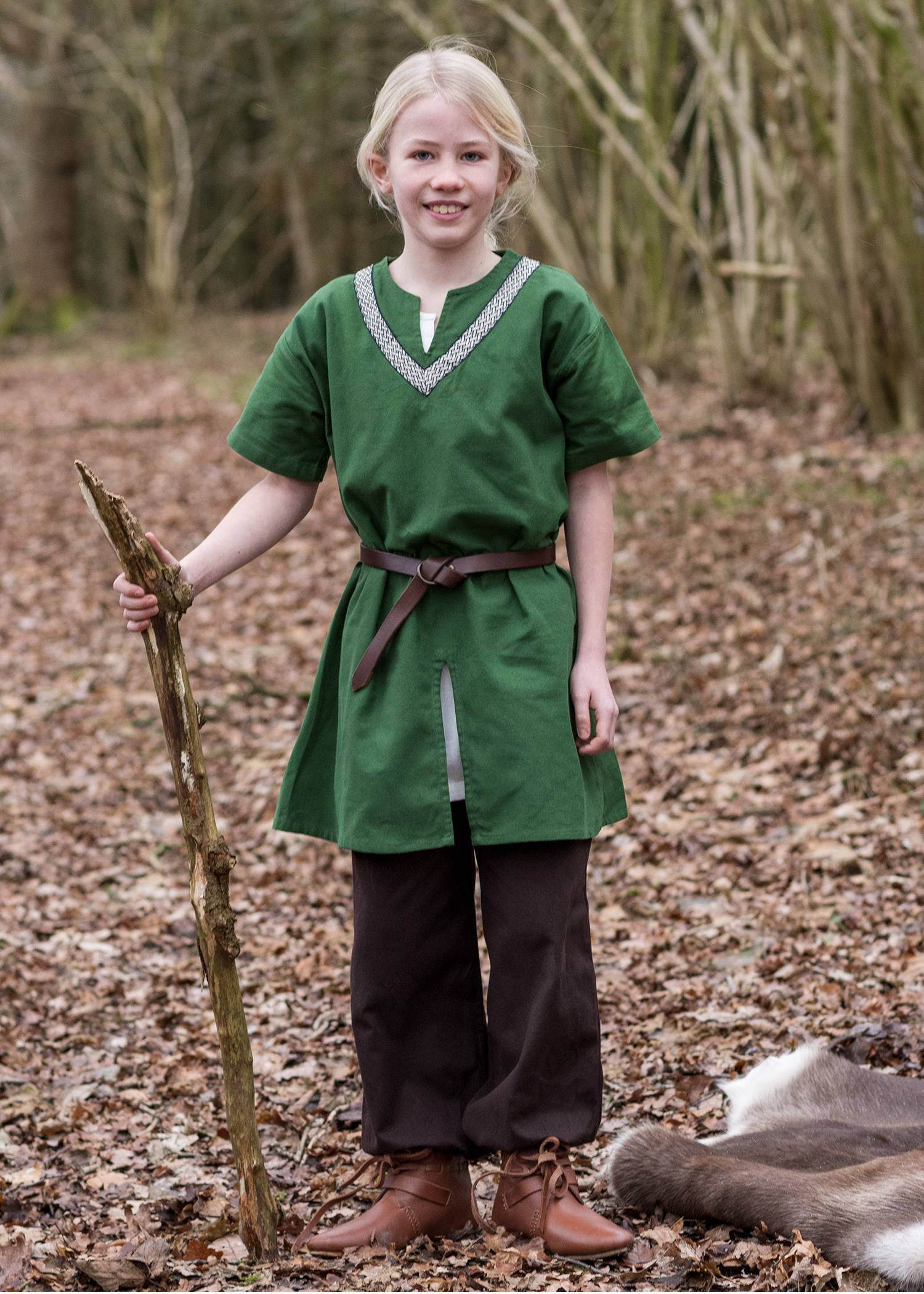 Middeleeuwse - Viking Kinder Tuniek in Groen.