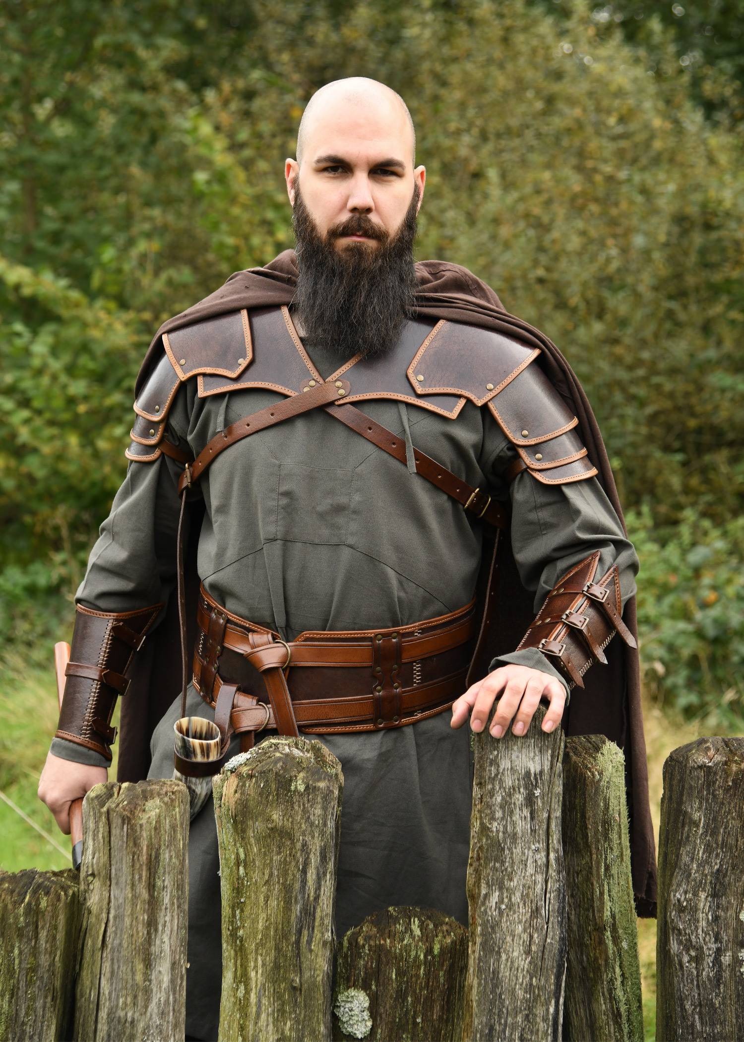 "Ragnar" Leren Schouderstuk (Rechts) – Bruin