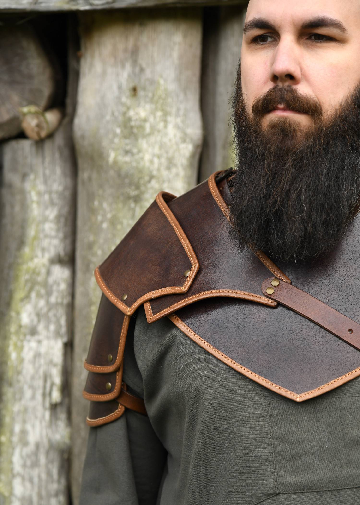 "Ragnar" Leren Schouderstuk (Rechts) – Bruin
