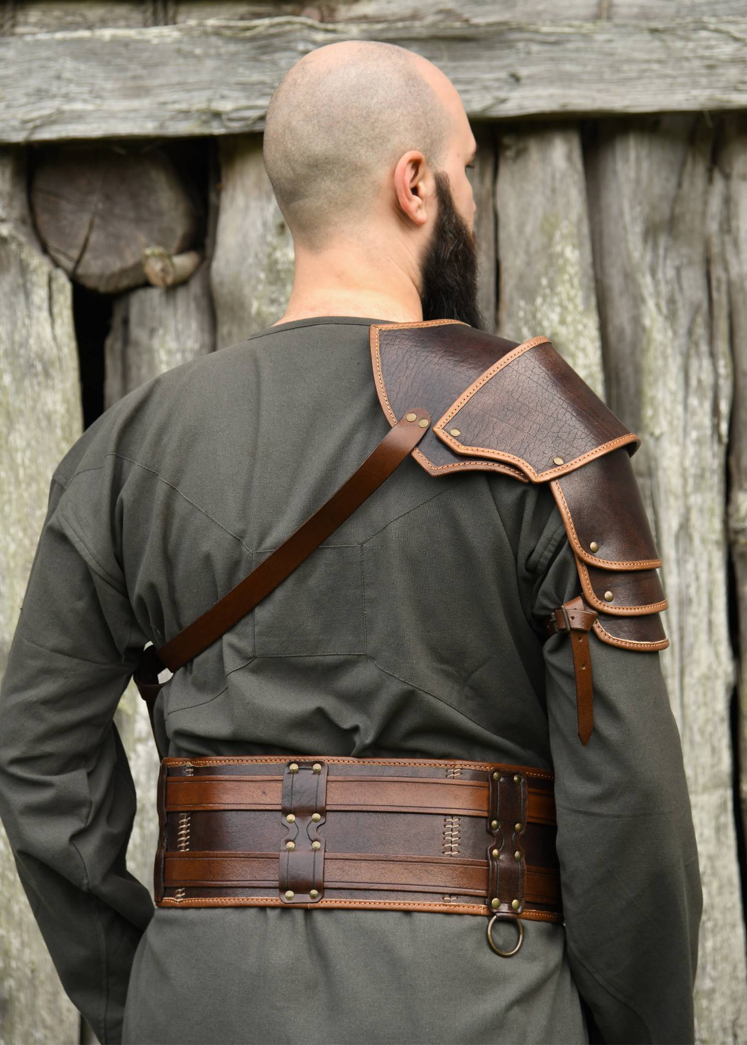 "Ragnar" Leren Schouderstuk (Rechts) – Bruin
