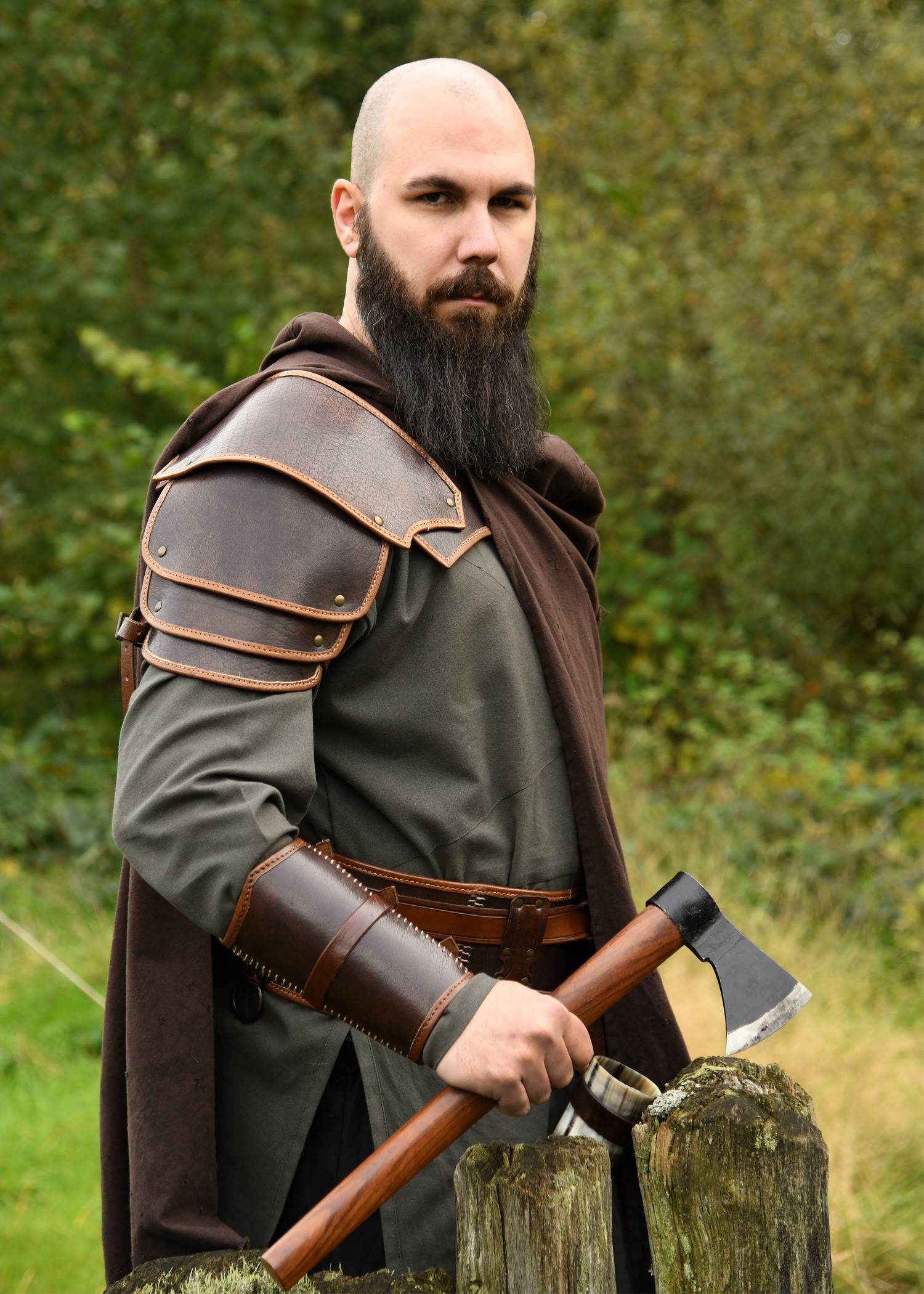 "Ragnar" Leren Schouderstuk (Rechts) – Bruin