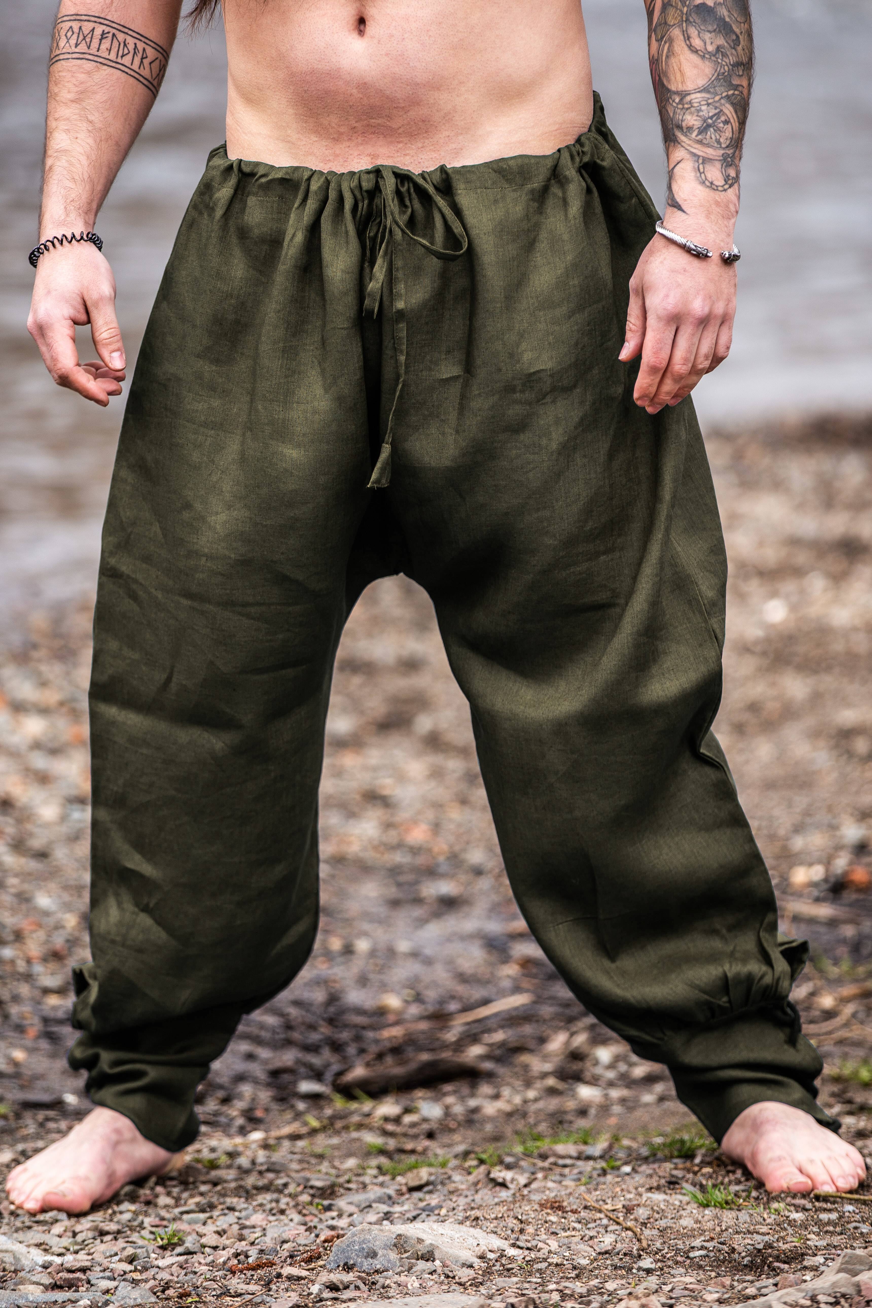 ​Wikinger Rushose Leinen in Olive