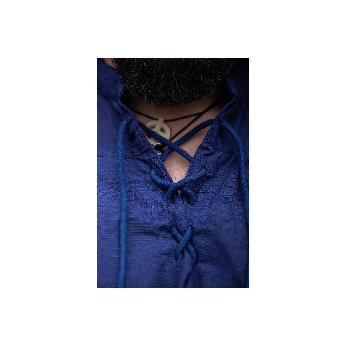 ​Middeleeuwse Blouse, Mouwloos in Blauw