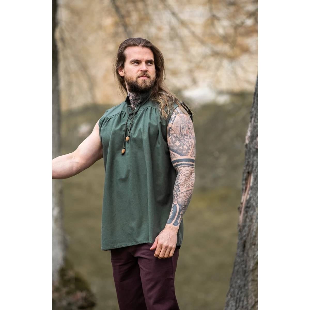 Middeleeuwse Mouwloze Blouse in Groen