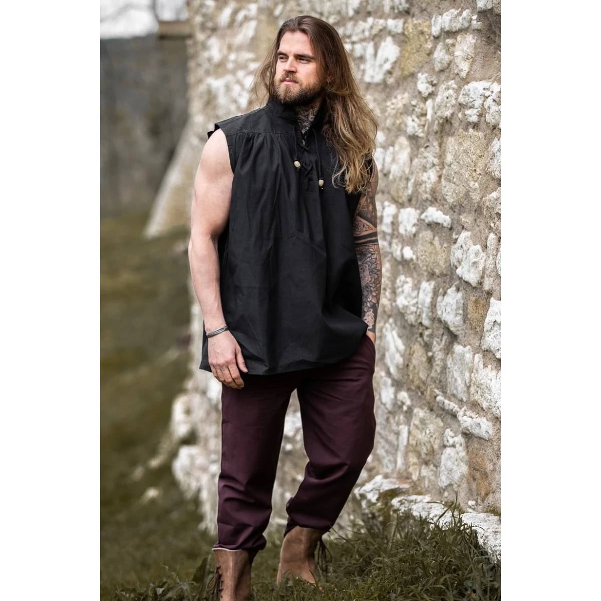 Mittelalter Bluse in Schwartz