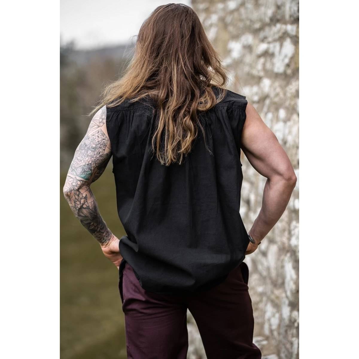 Mittelalter Bluse in Schwartz