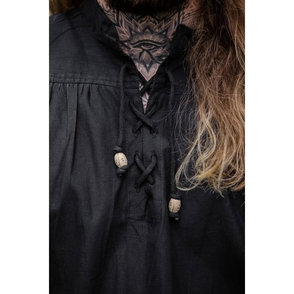 Mittelalter Bluse in Schwartz